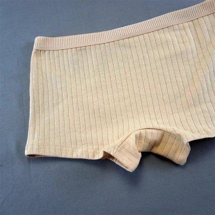 10PCS Women Boxers Underwear Ribbed Cotton Panties Sports Ladies Boyshorts Female Solid Color Cozy Lingerie Intimate