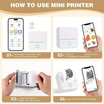Portable Thermal Printer With 16 Roll Of Paper, Multi-function Printer, Photo/Text//Graphic Label/to-do Printing Device Accessories, USB Charging Compatible With Smartphones | Office/Home/Gift