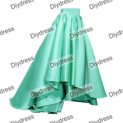 Women's High Low Elegant Prom Party Skirt A-Line Pleated Front Short Back Long Satin Skirt With Pockets For Evening Gown