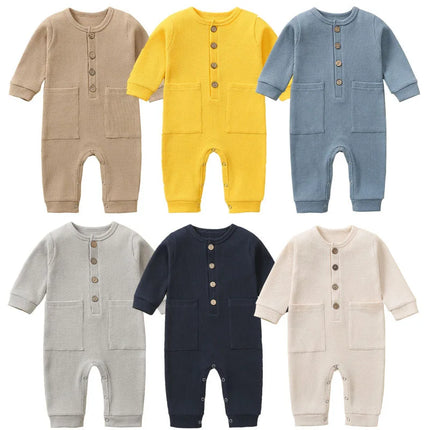 100% Cotton Waffle One-pieces Buy More to Discount Newborn Baby Rompers Sleepsuit Infant Jumpsuits Long Sleeved Jumpers Clothing