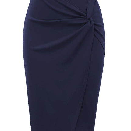 Women Wear to Work Pencil Skirts for Women Elastic High Waist Wrap Twist Front Knee Length Bodycon Skirt