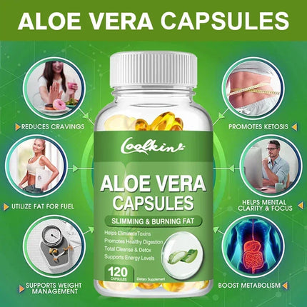 Aloe Vera Extract Capsules - Supports Intestinal, Digestive and Immune Health, Relieves Constipation and Balances Stomach AcidSu