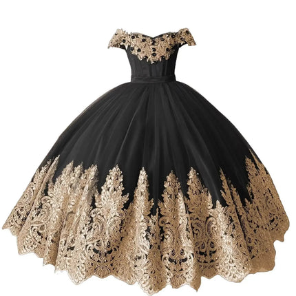 Customized Red Flower Girl Dresses For Wedding Gold Appliques Crystal Luxury Princess Formal Events Holy First Communion Gown