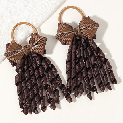 2pcs Girls' Bow Tassel Headband  for Children Babies Girls Parties Dances Ponytails Fixed Hair Accessories Baby Hair Accessories