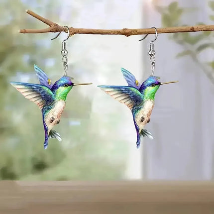 Jardme Colorful Hummingbird Dangle Earrings for Women Fashion Cute Animal Earrings Women's Statement Jewelry Gifts