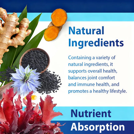 Sea Moss, Black Seed, Ashwagandha, Turmeric, Bladderwrack, Burdock - with ACV, Black Pepper, Gluten Free