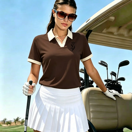 Women's Sporty Cat Print Polo T-shirt polo shirt