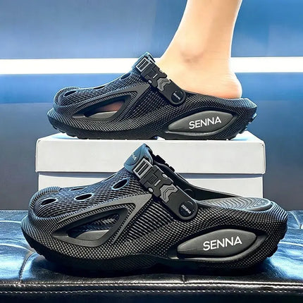 Men's Summer Hollow-out Clogs Breathable Slip-on Sandals Casual Lightweight Non-slip Soft Sole Fashion Vacation Beach