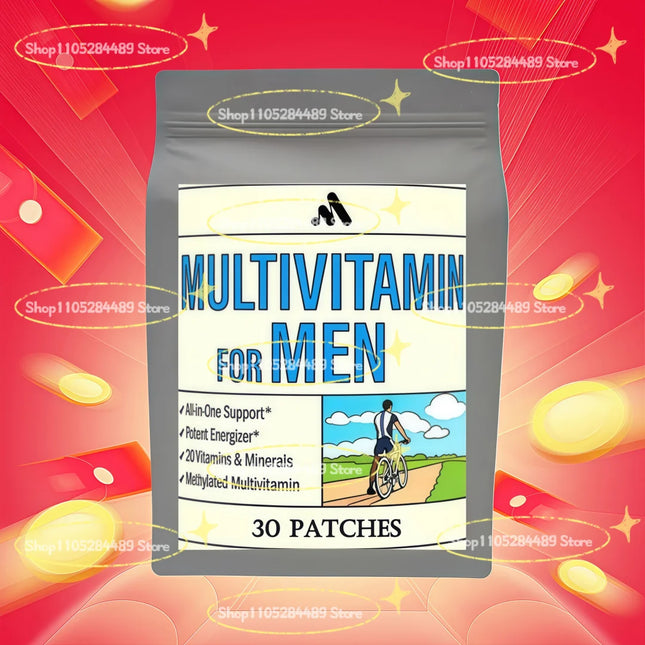 Multivitamin for Men Transdermal Patch, Containing Vitamins A, B6, B12, Zinc, Calcium, and Vitamin D 30 Patches