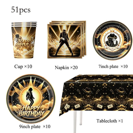 Michael Jackson Birthday Party Decoration Tableware Cups Plates Napkins Tablecloth Favor Souvenir Party Supplies Baby Shower