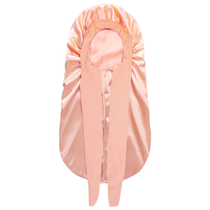 Women Extra Large Hair Long Silk Bonnet Cap & Elastic Satin Hair Band Comfortable Head Cover Night Sleep Hat for Sleeping Shower