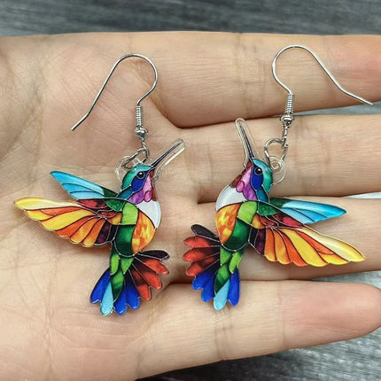 Jardme Colorful Hummingbird Dangle Earrings for Women Fashion Cute Animal Earrings Women's Statement Jewelry Gifts