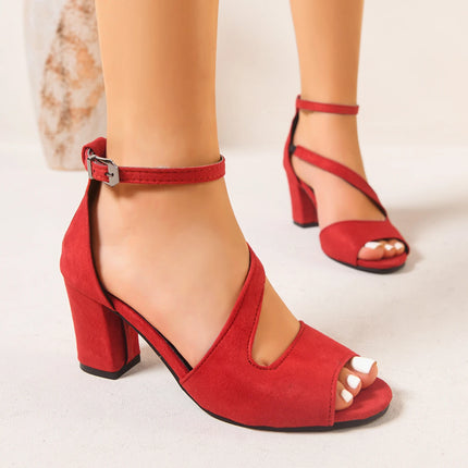 2025 Women High Heel Sandals Summer Single Strap Thick Heel Fish Mouth New Sandals Comfortable Designer Shoes Zapatos De Mujer