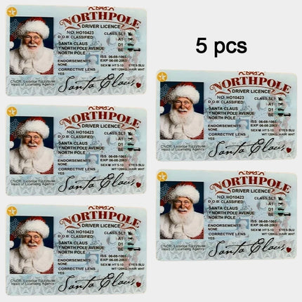 1~10 Cards Santa Claus Flying Licence Christmas Eve Driving Licence Christmas Gift For Children Kids Christmas Decoration 2024
