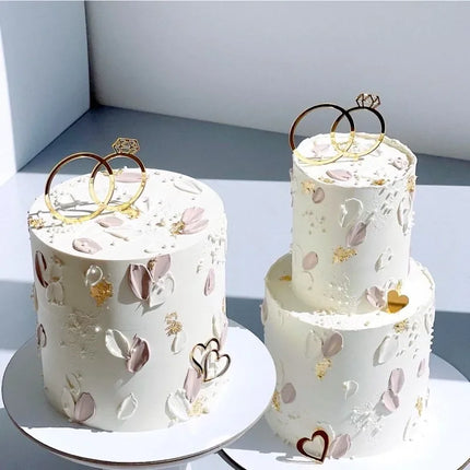 Ins Gold Acrylic Ring Wedding Cake Topper Bride Groom Proposal Party Wedding Cake Topper for Engagement Gift Dessert Decoration