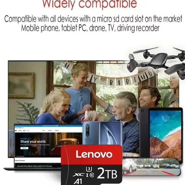 Lenovo 1TB 2TB SD Memory Card Micro TF Flash Card 128GB 256GB TF Card For Camera Surveillance Device For Phone Computer Camera