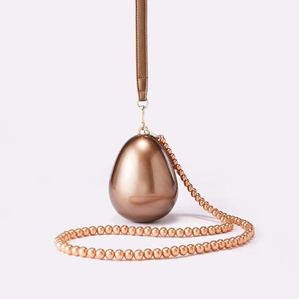 Mini Pearl Bag Crossbody Beaded Necklace Shoulder Handbag Egg Evening Fashion Totebag Women Hand Lady Phone Handbags Small Woman