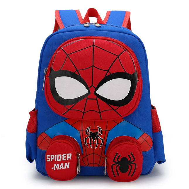 1Pc 3D Little Spider Kids Backpack, Cartoon Supes Kindergarten School Bag, Boys Light‑Weight Oxford Cloth Shoulder Bookbag With Small Coin Pouches, Children Daily Travel Backpack Gift