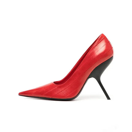 New Fashion Show Style Black Red 9cm High-heeled Shoes Spring Summer Patent Leather Shallow Mouth Pointed Sexy Women's Shoes 43