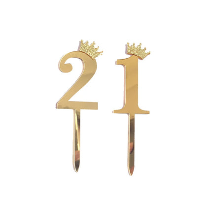 Happy Birthday Cake Topper Wedding Decorations Acrylic Cake Topper Gold Silver Numbers 10 16 18 20 30 Cake Decoration Tools