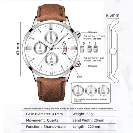 Luxury Fashion Mens Military Sports Watches Male Brown Leather Quartz Wrist Watch Men Business Casual Watch Relogio Masculino