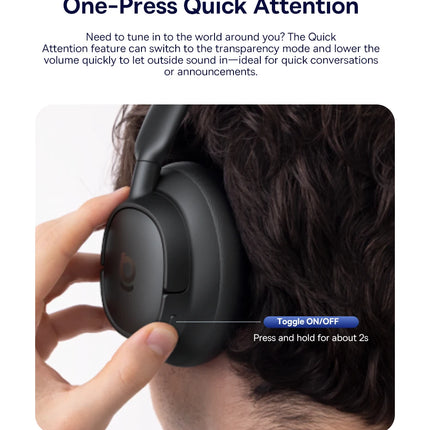 Baseus Bass Wireless Headphones Bluetooth 6.0 98% Noise Canceling Over Ear Headset Spatial Audio Earphone 80H Time