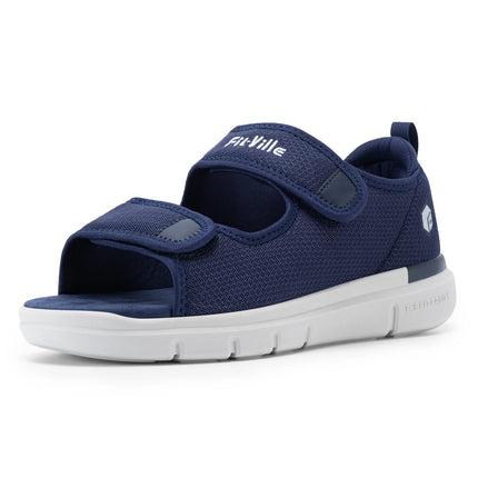 FitVille Men's Adjustable Wide Width Diabetic Sandals, Orthopedic Comfort Sandals with Arch Support for Swollen Feet & Foot Neuropathy
