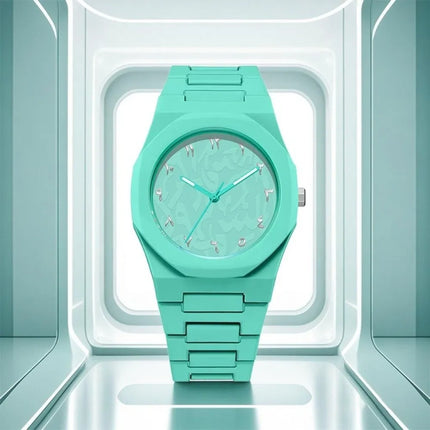 Arabic Dial Waterproof Watch Round Dial Plastic Strap Business Watch Color Strap Exquisite Design Couple Watch Casual Wear