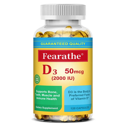 Vitamin D3 Capsules, Daily Essential Nutrient Supplement for Bone Teeth Muscle & Immune System Wellness Non-GMO Gluten Free