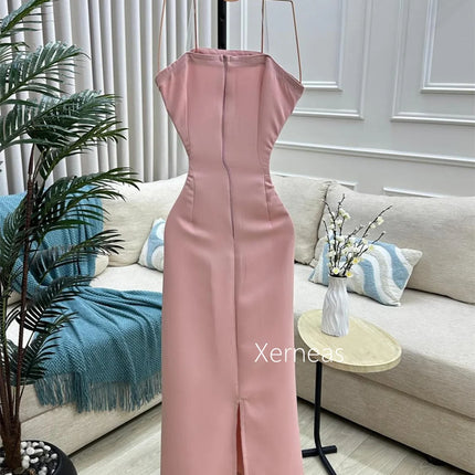Customized Jersey Sparkle Sequined Strapless Trumpet Midi Dresses Bespoke Occasion Woman Elegant Party Wedding Guest Evening