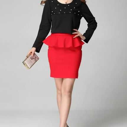 Women Ruffles Slim Stretch High Waist pencil Skirt Plus Size Clothes skirts