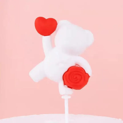 Couples Kiss Heart Love Bear Cake Cupcake Topper Happy Birthday Valentine's Day Party Dessert Wedding Decor Baking Supplies