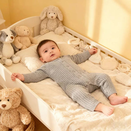 2025 New 0-24M Spring Toddler Baby Boy Girl Knitted Romper Infant Baby Boys Girls Solid Knitted Jumpsuit Baby Crawling Clothes