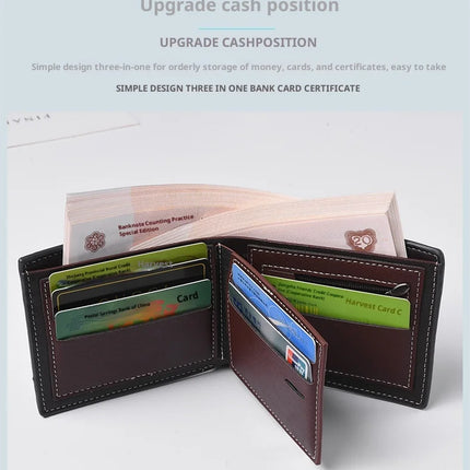 New Style Multi Card Slot Leather Wallet for Men Hand Woven Fashion Simple Ultra Thin Coin Purse