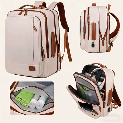 OGEHUAFEE daily commuting computer backpack, computer backpack+three piece set+3pcs storage bag, expandable travel and business laptop backpack, multi-functional lightweight backpack