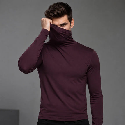 2026 New Men's Thermal Turtleneck Shirt Autumn Winter Warm Breathable Slim Fit Long Sleeve Business Casual Solid Base Layer Top