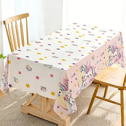 Disposable Waterproof Unicorn Party PE Tablecloth Perfect for Children's Birthday Bash Family Aatherings  Holiday Celebration