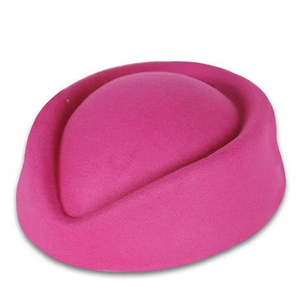 New British Retro Top Hats Formal Concave Top Felt Beret Solid Flight Attendant Hat Women Headwear