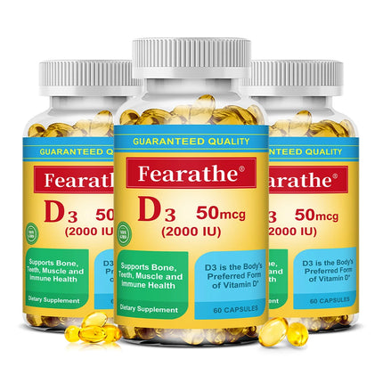 Vitamin D3 Capsules, Daily Essential Nutrient Supplement for Bone Teeth Muscle & Immune System Wellness Non-GMO Gluten Free