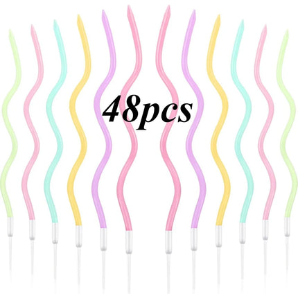 12/48pcs/1case Birthday Candles Spiral Cake Candles Long Thin Cake Candles For Wedding Party And Cake Decoration