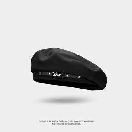 Retro Metal Buckle Retro Beret Cap Solid Color Warm Women Beret Face Little Beanie Cap Women Girls Wear
