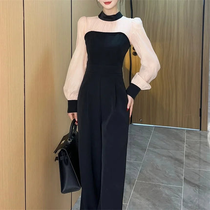 2025 Spring New Fashionable Long Sleeve Jumpsuit With Elegant and Stylish Style Featuring a Slim Waist a Wide Leg Suit for Women