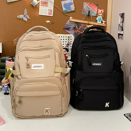 Simple and Stylish College Student Backpack Nylon Lightweight Large Capacity Computer Backpack School Commuting Travel Bag