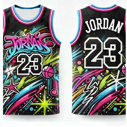2026 New Arrivals Jordan Graffiti Hip-Hop Style Basketball Jersey Men Women Basketball Vest Fan Special Jersey Family Kids Tees