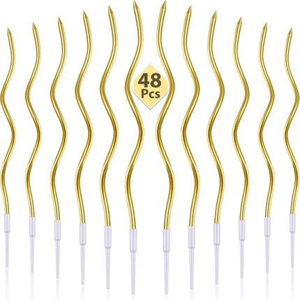 12/48pcs/1case Birthday Candles Spiral Cake Candles Long Thin Cake Candles For Wedding Party And Cake Decoration