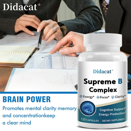 Vitamin B Complex Capsules, Daily Essential B Vitamin Supplement for Energy Mood Cognitive Nervous System & Immune Wellness