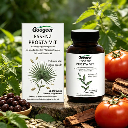 Googeer Essenz Prosta Vit Men’s Wellness Capsules with Zinc Vitamin B6 Saw Palmetto Nettle Root Support Vitality 60 Count
