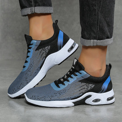 Men's Breathable Lace-Up Running Shoes, Knitted Mesh Casual Shoes, Comfortable Cushioned Sole Footwear for Daily Wear