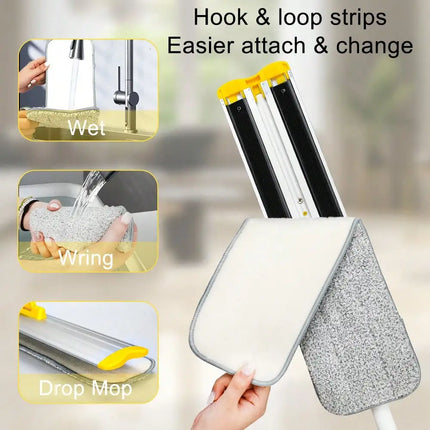 Flat Floor Mop Modern Sleek Stainless Steel Telescopic Handle Microfiber Mop 2 Washable Pads 1 Scraper Wet & Dry For Hardwood Laminate Tile Kitchen Bathroom Floor Cleaning Essentials Housewarming Gift Christmas Decor