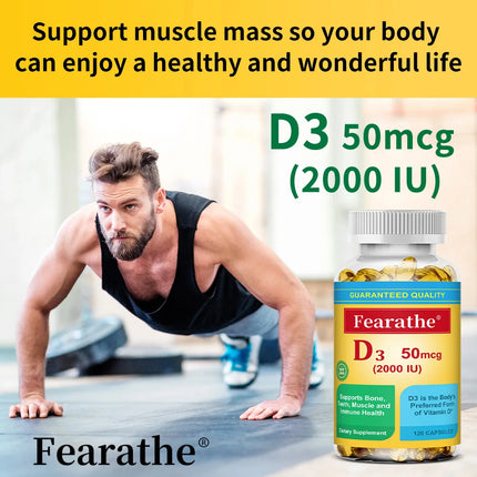 Vitamin D3 Capsules, Daily Essential Nutrient Supplement for Bone Teeth Muscle & Immune System Wellness Non-GMO Gluten Free